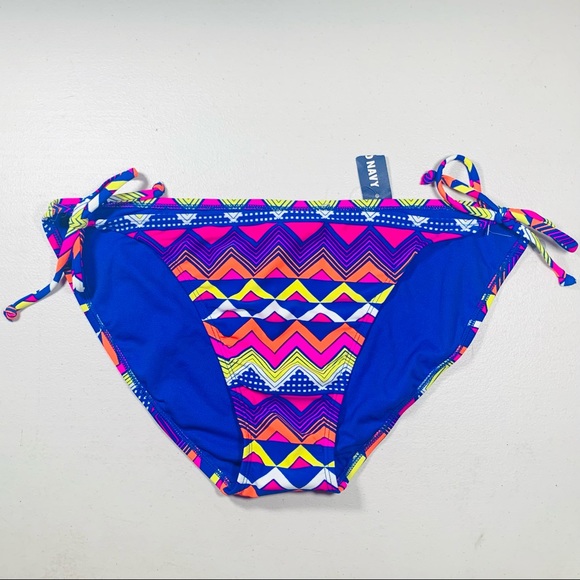 ☘️5 for $25☘️ Old Navy Chevron String Bikini Bottom Multi - Picture 1 of 8